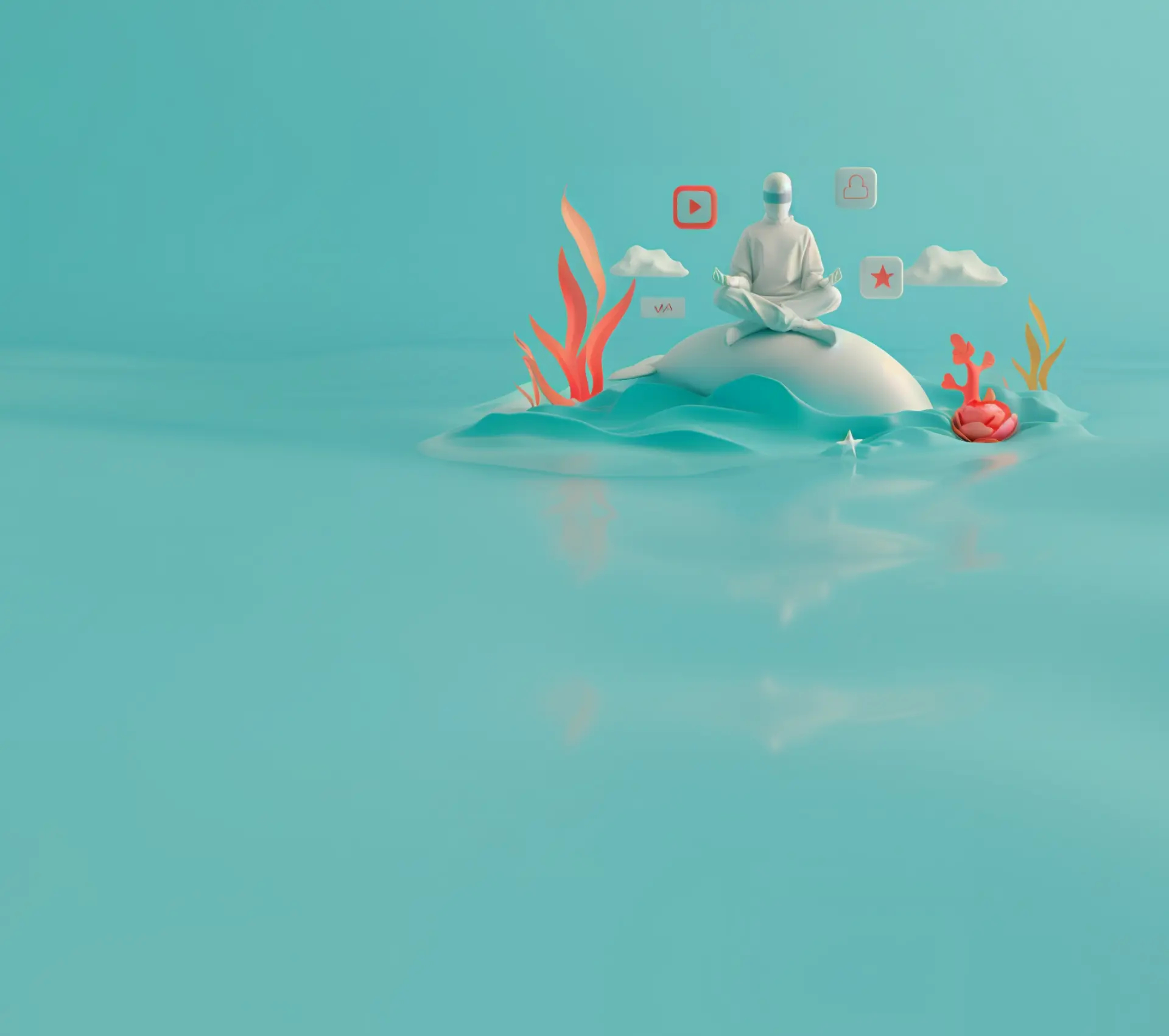 3D illustration of a boy meditating