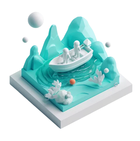 3d illustration of two people in a boat